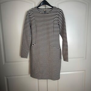Boden Womens Navy White Striped Ottoman Knit Long Sleeve Sheath Dress US 8R